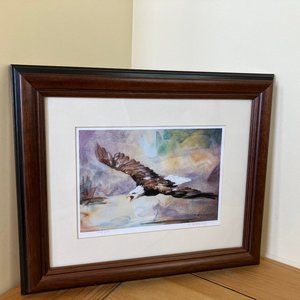 Rocky Barstad SOARING Bald Eagle Framed Art Print 10x12" Signed & Numbered #310